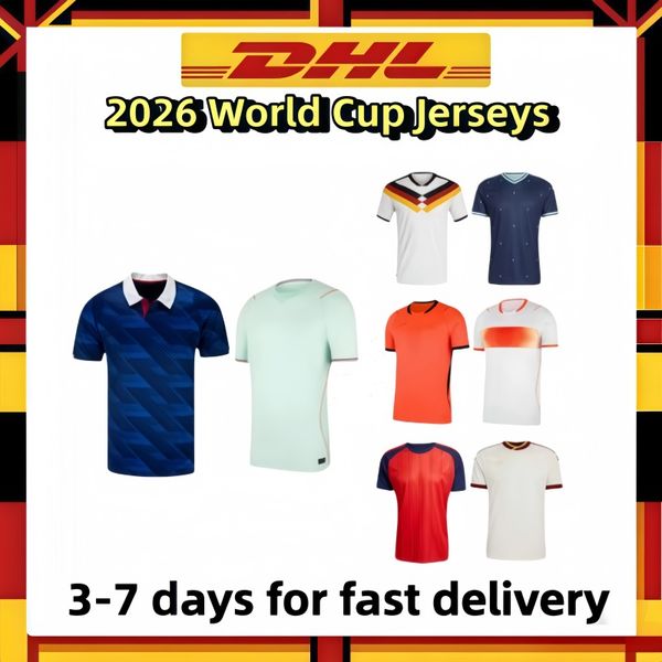 2026 World Cup England Men's Football Home and Away jerseys Breathable Polyester Fiber Football Shirt Customized Name and Number Sports Men's Breathable Football