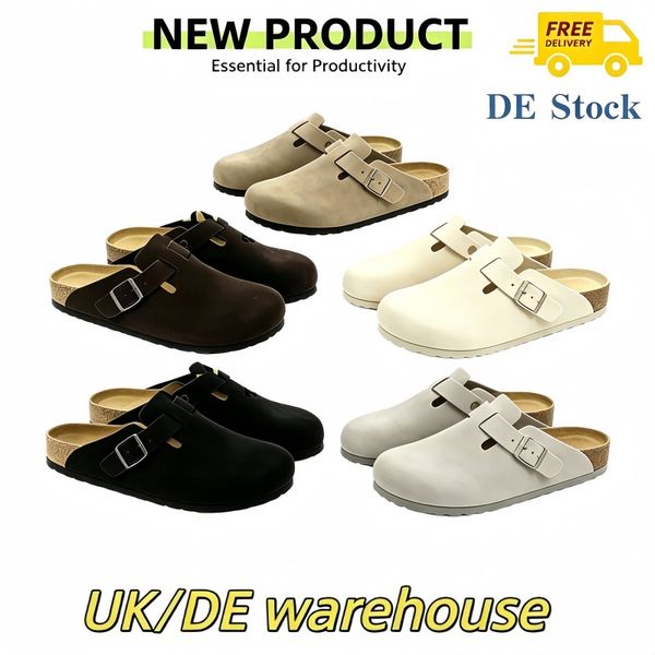 Daily Men Women Suede Closed Toe Cork Clogs Adjustable Buckle Slip On Mules Soft Cork Insole Non Slip Rubber Sole Casual Indoor Outdoor