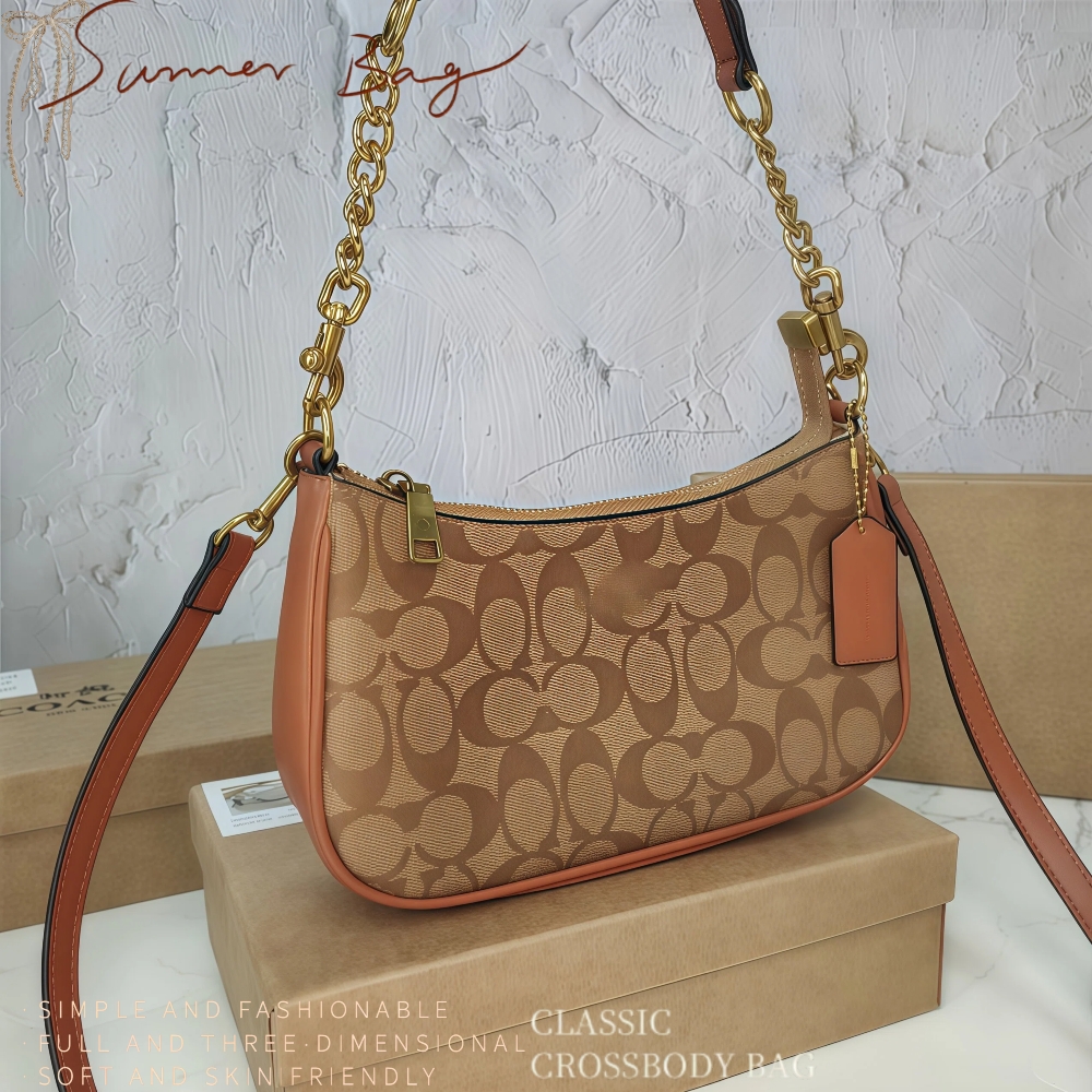 Classic Chain Underarm Bag Women Retro Solid Color PU Leather Flap Crossbody Purse Mini Portable Evening Handbag215M