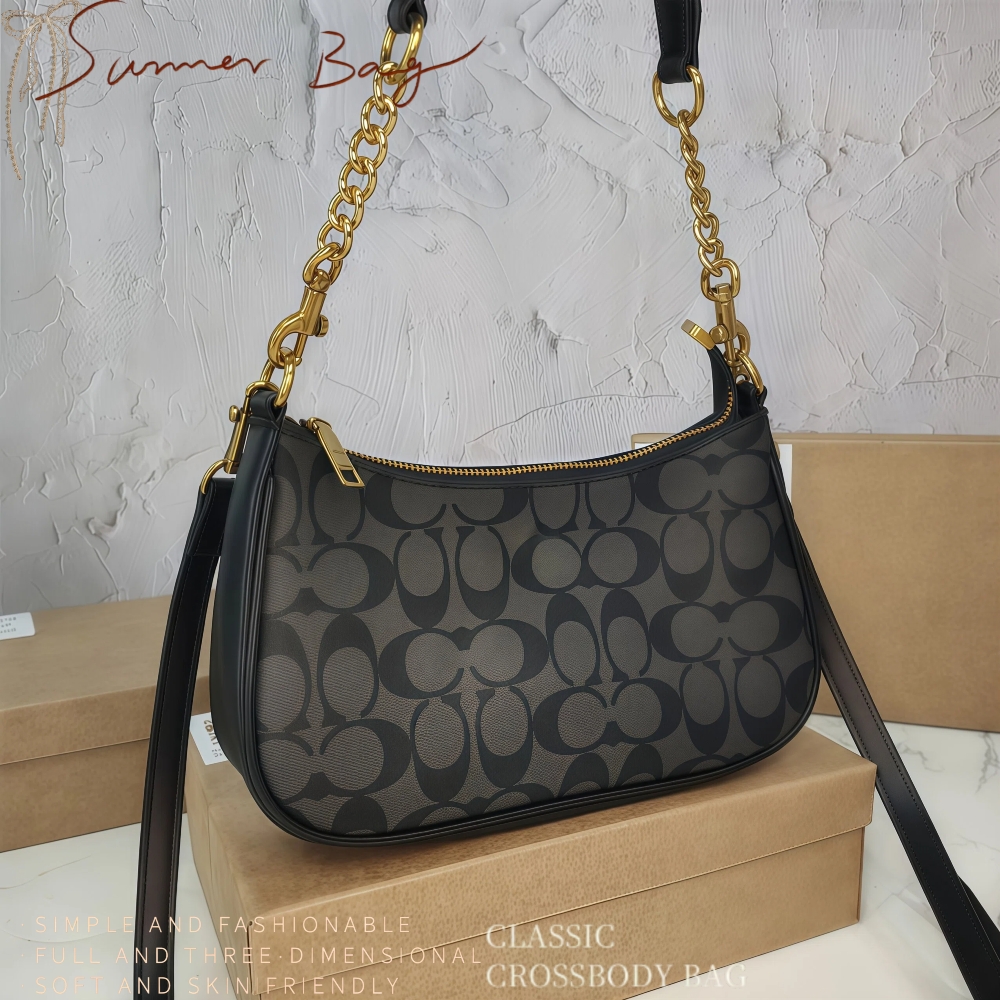 Classic Chain Underarm Bag Women Retro Solid Color PU Leather Flap Crossbody Purse Mini Portable Evening Handbag215M