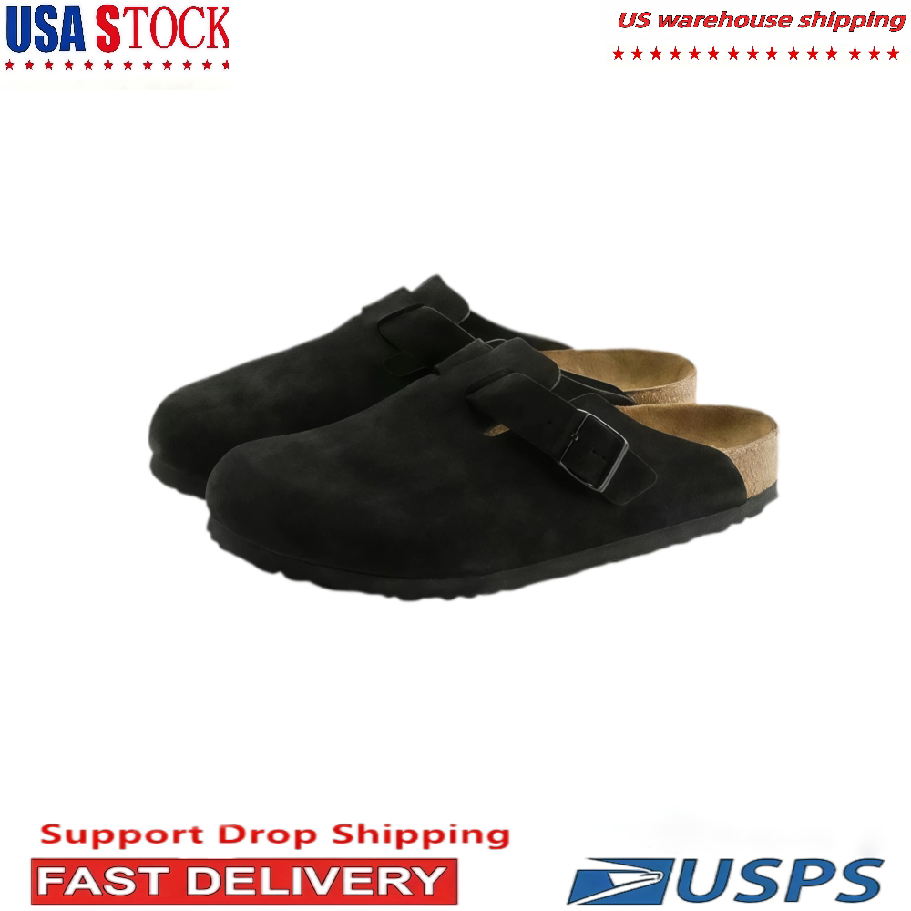 Men Women Suede Closed Toe Cork Clogs Adjustable Buckle Slip On Mules Soft Cork Insole Non Slip Rubber Sole Casual Indoor Outdoor Daily337L