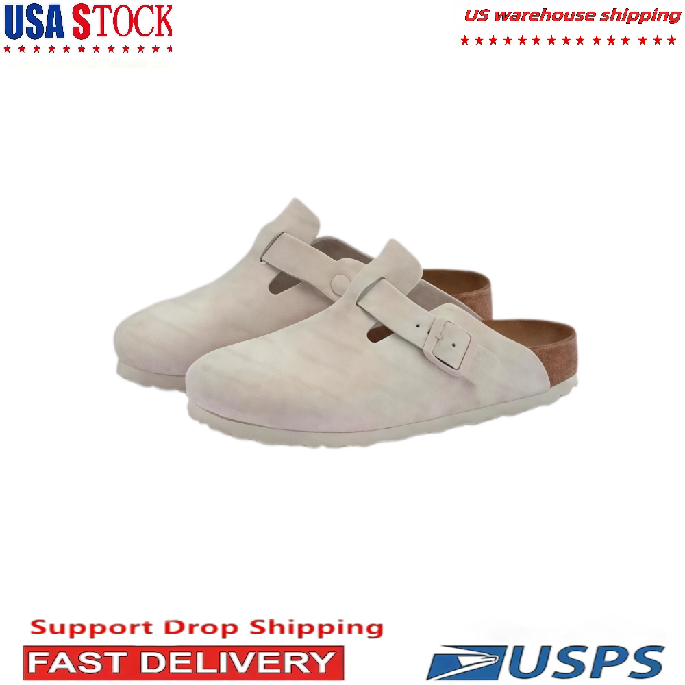 Men Women Suede Closed Toe Cork Clogs Adjustable Buckle Slip On Mules Soft Cork Insole Non Slip Rubber Sole Casual Indoor Outdoor Daily337L
