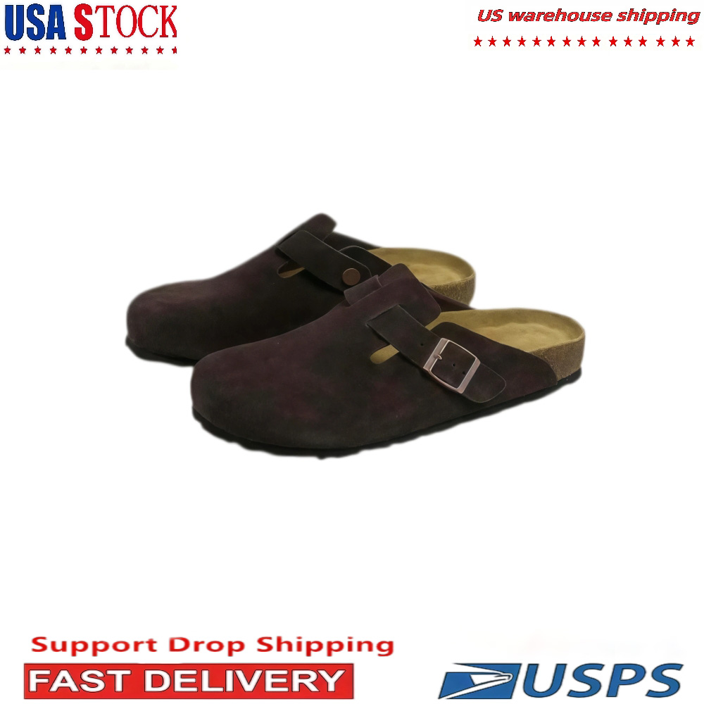 Men Women Suede Closed Toe Cork Clogs Adjustable Buckle Slip On Mules Soft Cork Insole Non Slip Rubber Sole Casual Indoor Outdoor Daily337L